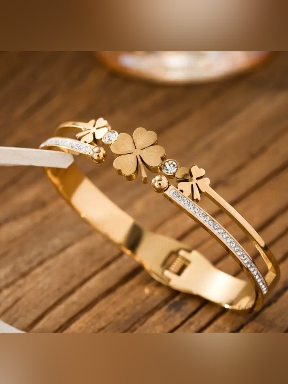Fashion Bohemian Elegant Leaf Open Adjustable304 Stainless Steel Bracelet Bangle